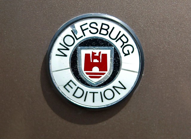 Volkswagen Wolfsburg emblem with a castle and wolf logo