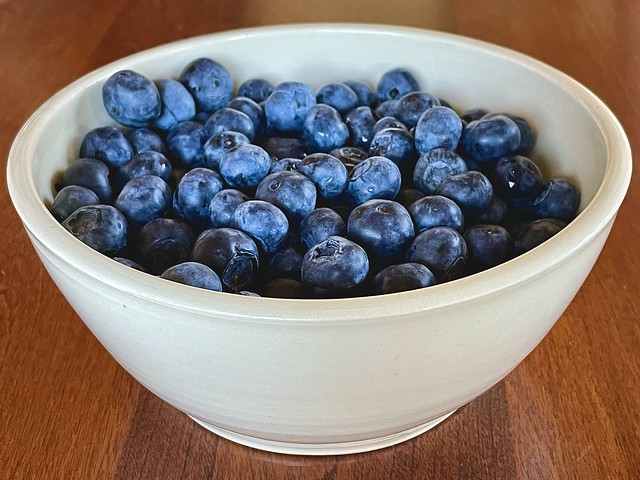 A bowl filled with blueberries