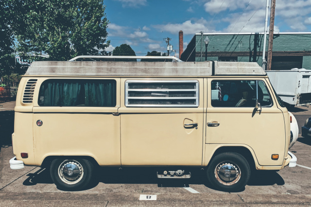 photo of a 60s volkswagon campervan