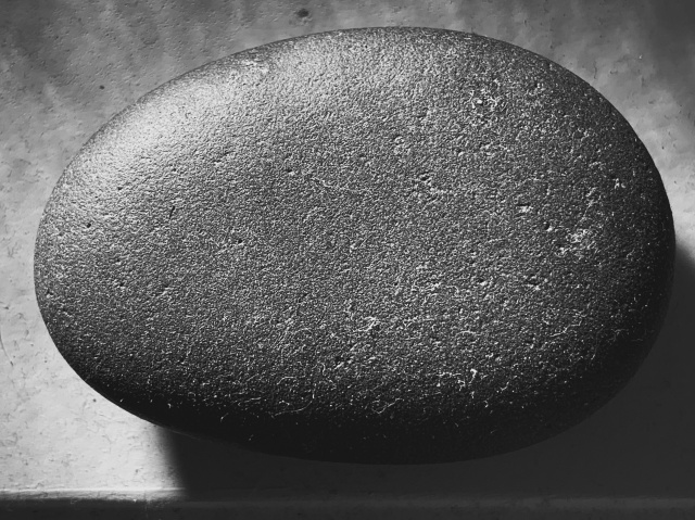 Black and white closeup of a smooth rock