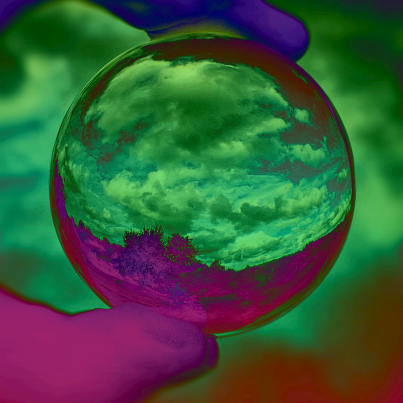 clouds in a glass ball with psychedelic colors